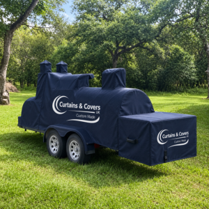 Smoker Trailer after covered with custom cover