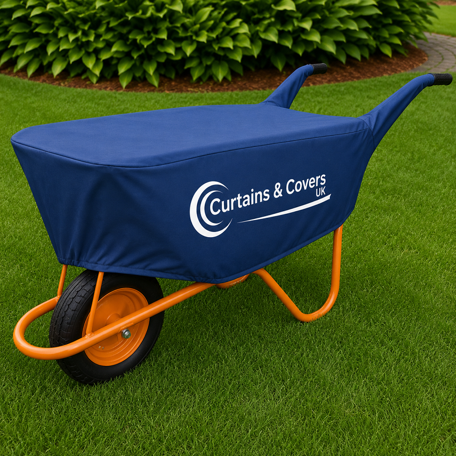 Wheelbarrow covered with custom cover now