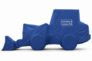 covered with custom cover in blue color in uk
